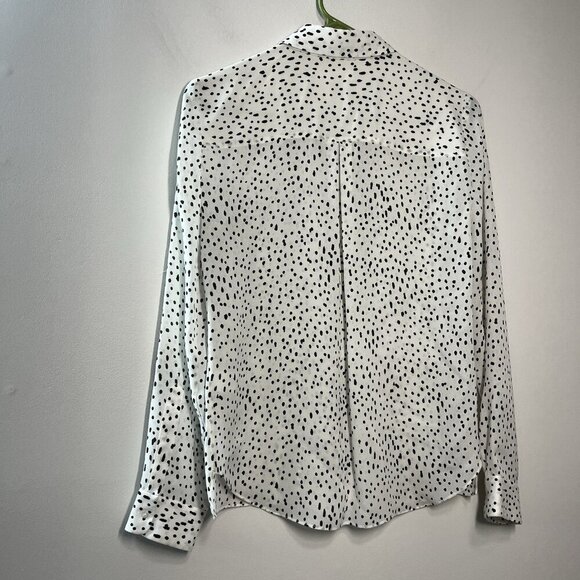 A.L.C.‎ White Dalmation Polka Dot Print Silk Blouse Size 2 - Picture 6 of 8